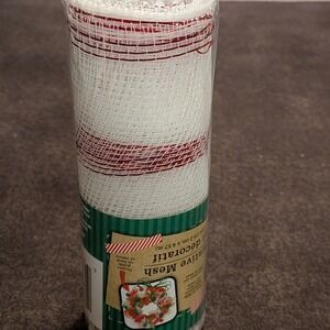 Crafter's Square Decorative Mesh Red White Striped‎ 6in x 5yd Christmas Ribbon